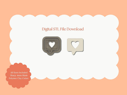 Heart Text Message Cutter | Text Bubble STL File – Digital Valentine’s Cutter for Cute Chat-Themed Earrings