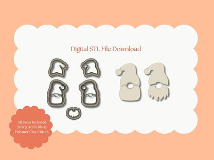Gnome No. 6 Clay Cutter | Gnome No. 6 STL File – Digital Holiday Gnome Cutter for Winter Earrings and Festive DIY Projects