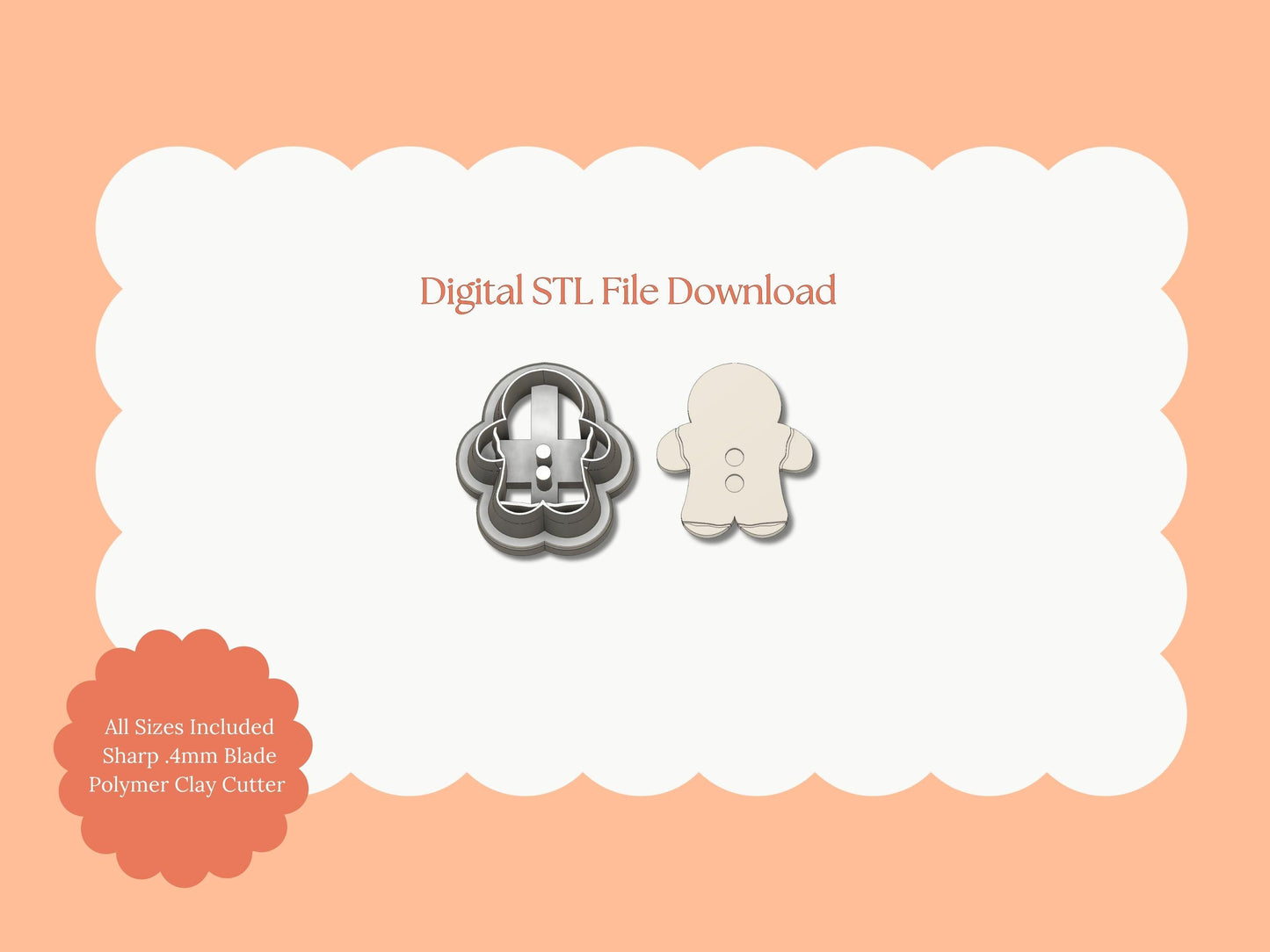 Gingerbread Man No. 4 Clay Cutter | Gingerbread Man STL File – Digital Cookie Cutter for Christmas Earrings & Holiday Crafts