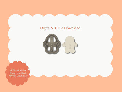 Gingerbread Man No. 4 Clay Cutter | Gingerbread Man STL File – Digital Cookie Cutter for Christmas Earrings & Holiday Crafts