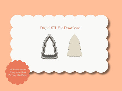 Tree No. 14 Clay Cutter | Tree STL File – Christmas Digital Download for Holiday Earrings