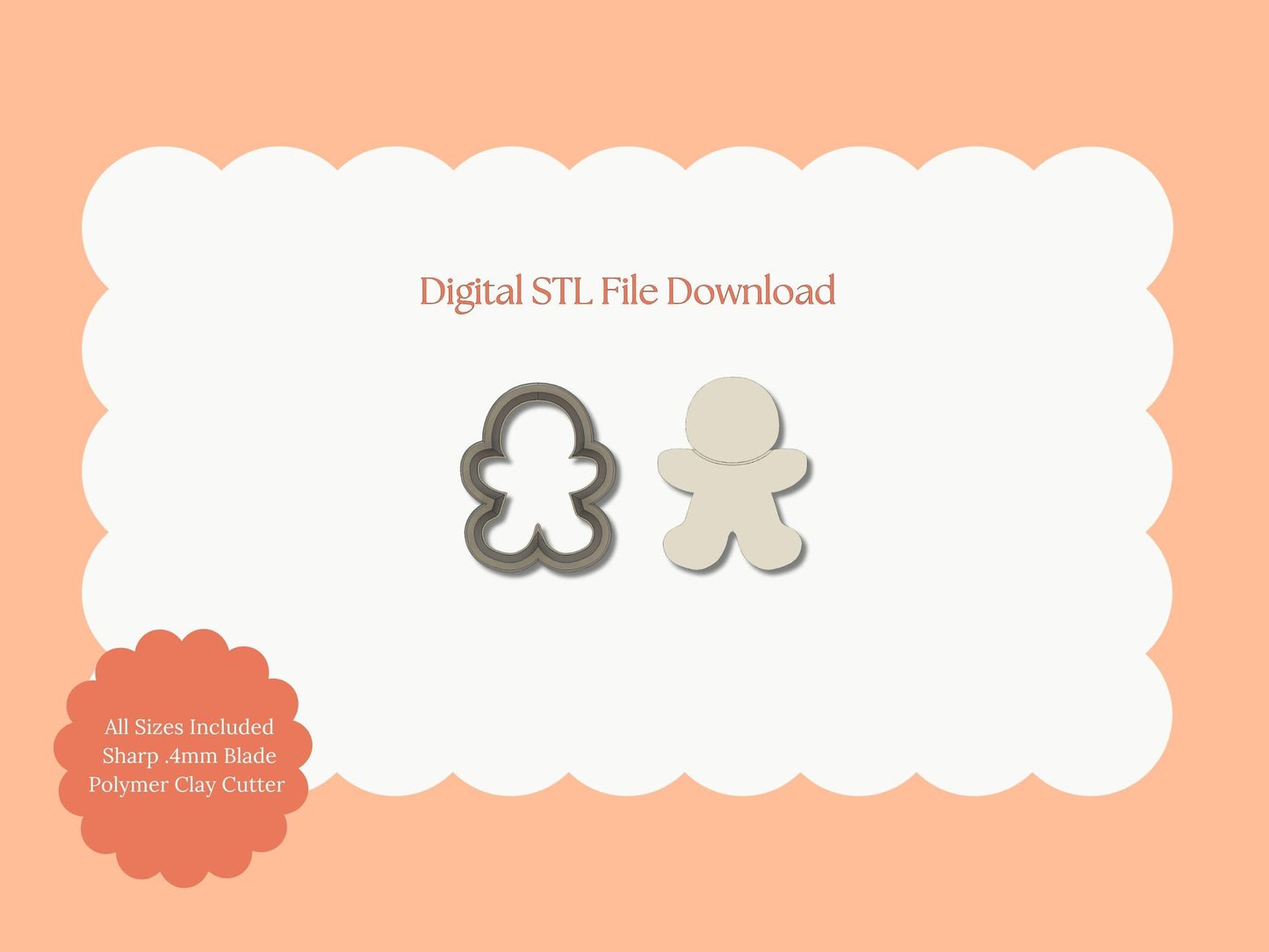 Gingerbread Man No. 2 Clay Cutters | Gingerbread Man STL File – Digital Cookie Cutter for Holiday Earrings and Festive Crafts