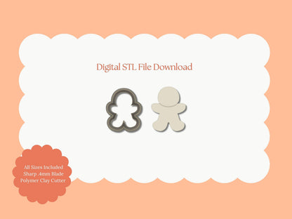 Gingerbread Man No. 2 Clay Cutters | Gingerbread Man STL File – Digital Cookie Cutter for Holiday Earrings and Festive Crafts