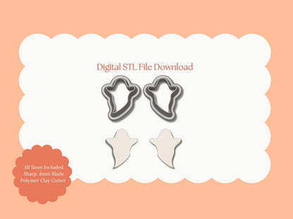 Ghost No. 10 Clay Cutter | Ghost No. 10 STL File – Digital Haunted Cutter for Spooky Earrings & Halloween Crafts