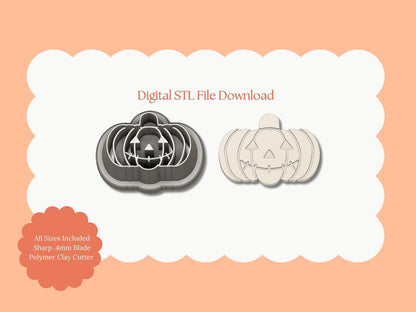 Stitched Mouth Jack O Lantern | STL File Download Halloween Pumpkin Polymer Clay Cutter for DIY Spooky Earrings and Fall Accessories
