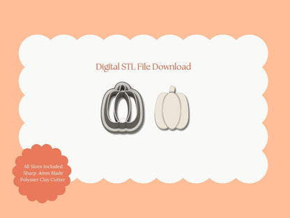Pumpkin No. 2 Clay Cutter | Spooky Pumpkin Digital STL File for Polymer Clay Halloween Earrings and Crafts