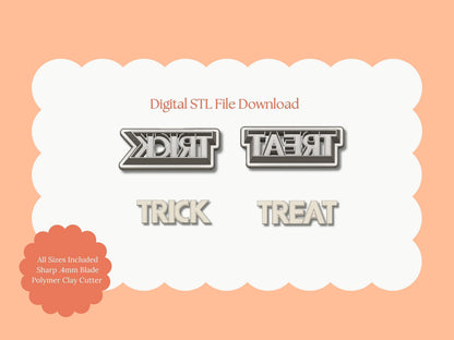 Trick or Treat Clay Cutter | Digital STL File Halloween Polymer Clay Cutter for DIY Cute Earrings and Handmade Spooky Accessories