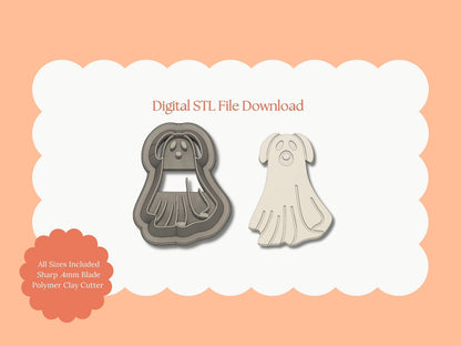 Ghost Dog No. 4 Clay Cutter | Ghost Dog STL File – Digital Haunted Clay Cutter for Halloween Earrings & Cute Spooky Crafts