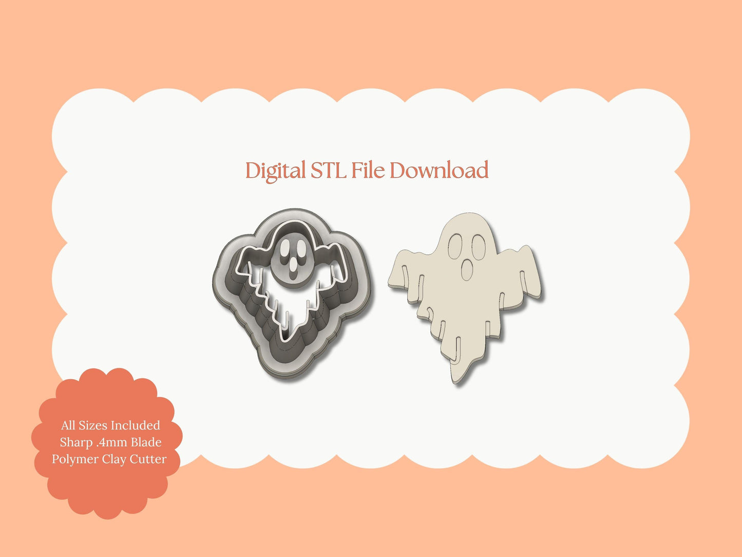 Ghost No. 7 Clay Cutter | Ghost No. 7 STL File – Digital Haunted Clay Cutter for Halloween Earrings & Spooky Crafts