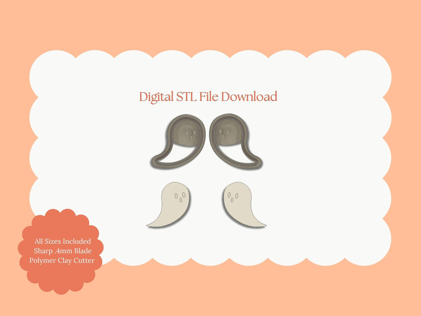 Ghost No. 8 Clay Cutter | Ghost No. 8 STL File – Digital Halloween STL Cutter for Cute Earrings & Haunted DIY Crafts