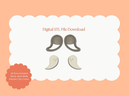Ghost No. 8 Clay Cutter | Ghost No. 8 STL File – Digital Halloween STL Cutter for Cute Earrings & Haunted DIY Crafts