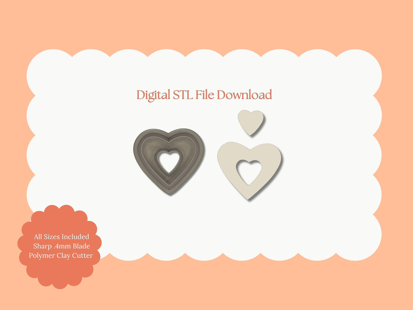 Heart Cutout Dangle Clay Cutter | Heart Cutout STL File – Digital Valentine Cutter for Chic Earrings and Love-Themed Crafts