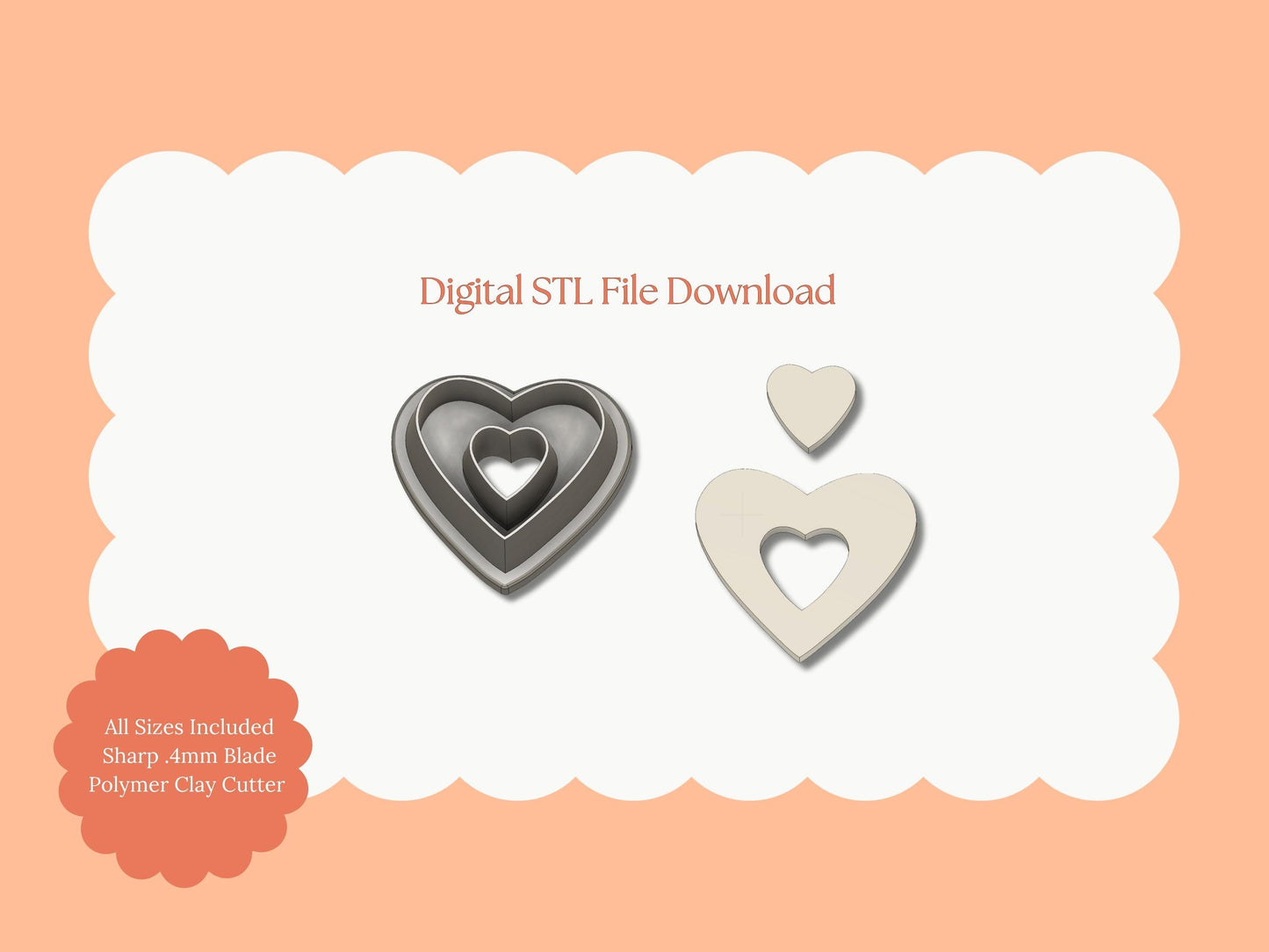 Heart Cutout Dangle Clay Cutter | Heart Cutout STL File – Digital Valentine Cutter for Chic Earrings and Love-Themed Crafts