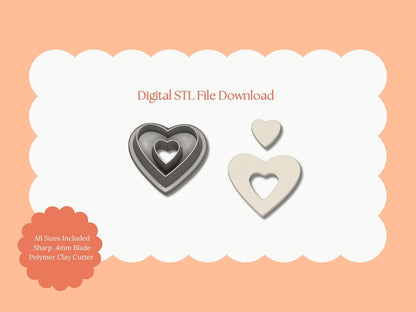 Heart Cutout Dangle Clay Cutter | Heart Cutout STL File – Digital Valentine Cutter for Chic Earrings and Love-Themed Crafts