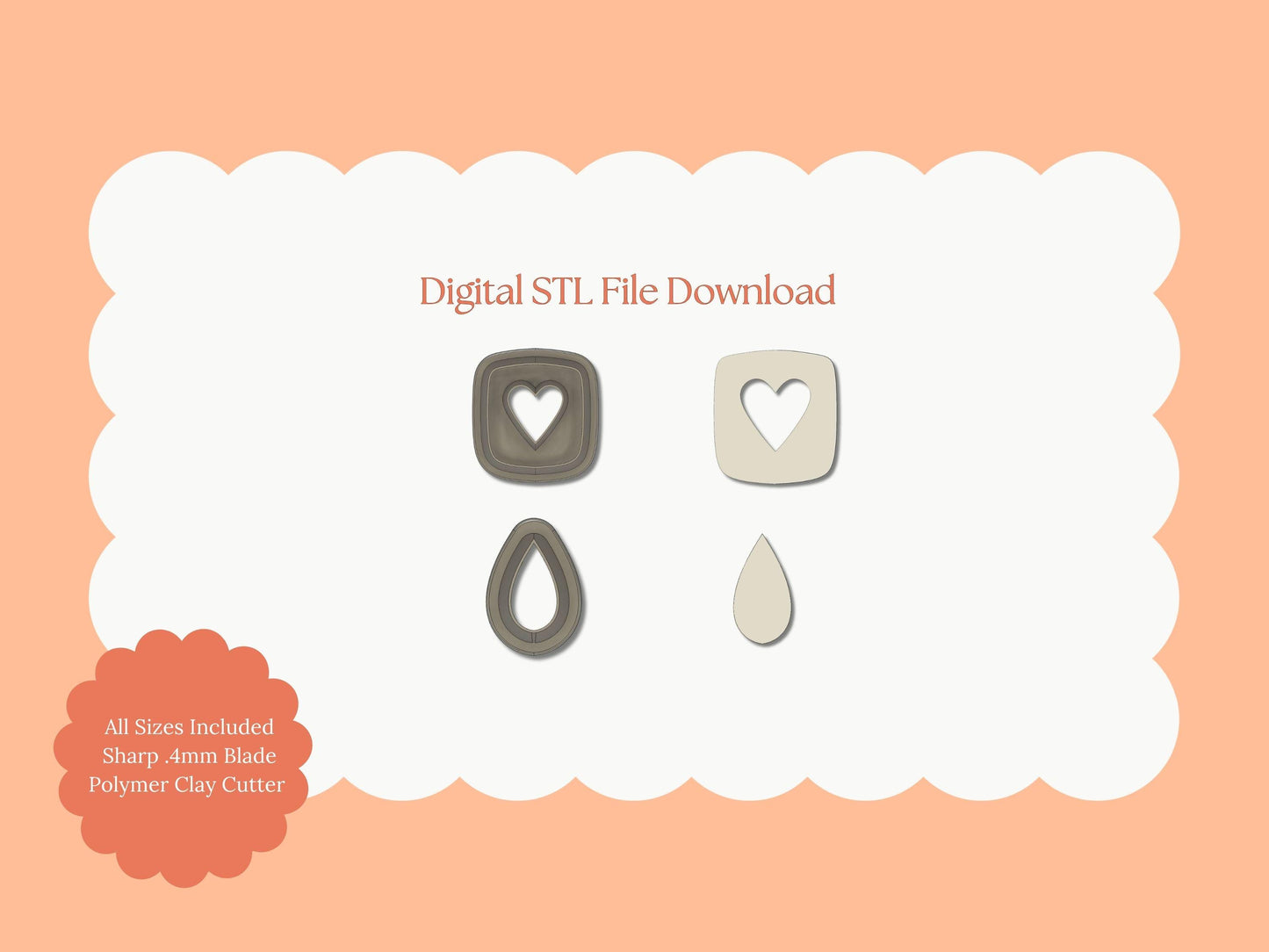 Heart Cutout Dangle No. 7 Cutter | Heart Dangle STL File – Digital Romantic Cutter for Valentine Earrings and Love Crafts