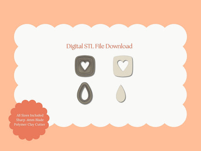 Heart Cutout Dangle No. 7 Cutter | Heart Dangle STL File – Digital Romantic Cutter for Valentine Earrings and Love Crafts