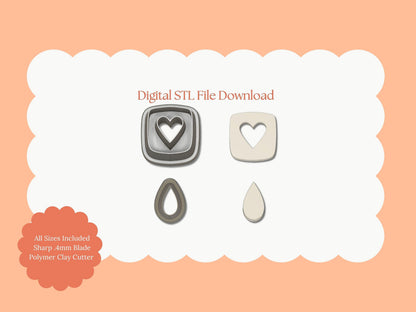Heart Cutout Dangle No. 7 Cutter | Heart Dangle STL File – Digital Romantic Cutter for Valentine Earrings and Love Crafts