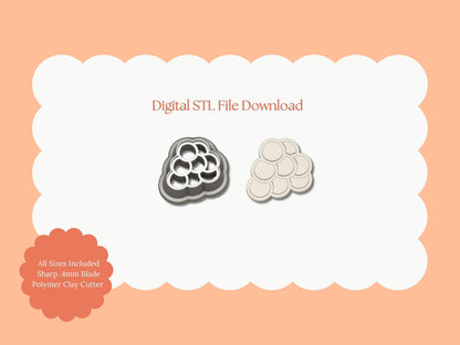 Grapes Clay Cutter | Grapes STL File – Digital Fruit Cutter for Summer Earrings and Fruit-Themed Clay Crafts