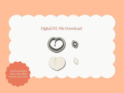 Peach Clay Cutter | Peach STL File – Digital Fruit Clay Cutter for Summer Earrings and Cute Handmade Accessories