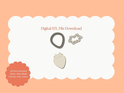 Strawberry Clay Cutter | Strawberry STL File – Fruit Digital Cutter for Cute Earrings and Berry-Themed Crafts