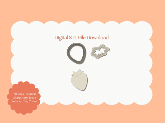 Strawberry Clay Cutter | Strawberry STL File – Fruit Digital Cutter for Cute Earrings and Berry-Themed Crafts