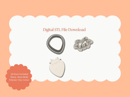 Strawberry Clay Cutter | Strawberry STL File – Fruit Digital Cutter for Cute Earrings and Berry-Themed Crafts