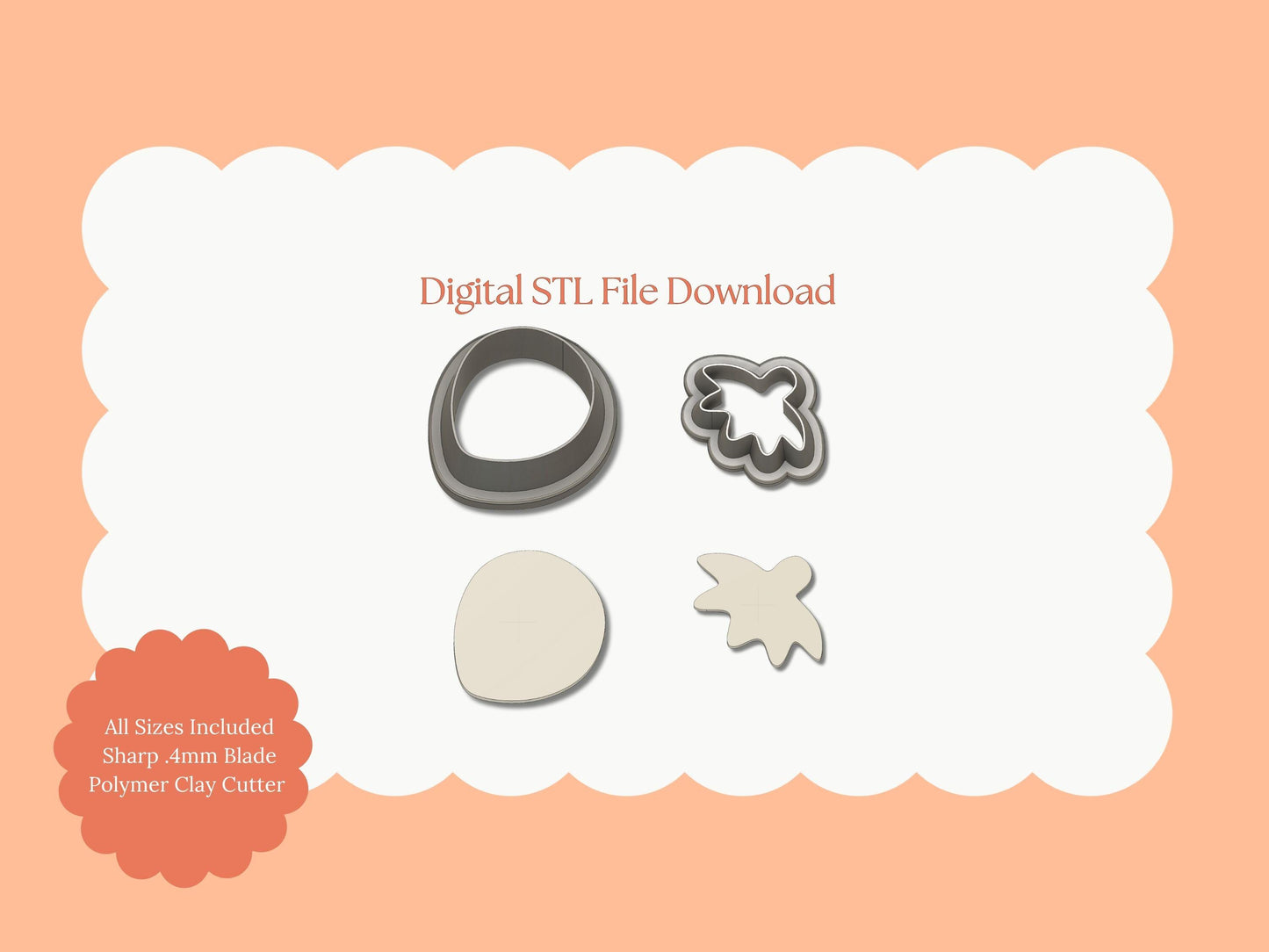 Strawberry No. 2 Clay Cutter | Strawberry STL File – Fruit Digital Cutter for Cute Earrings and Berry-Themed Crafts