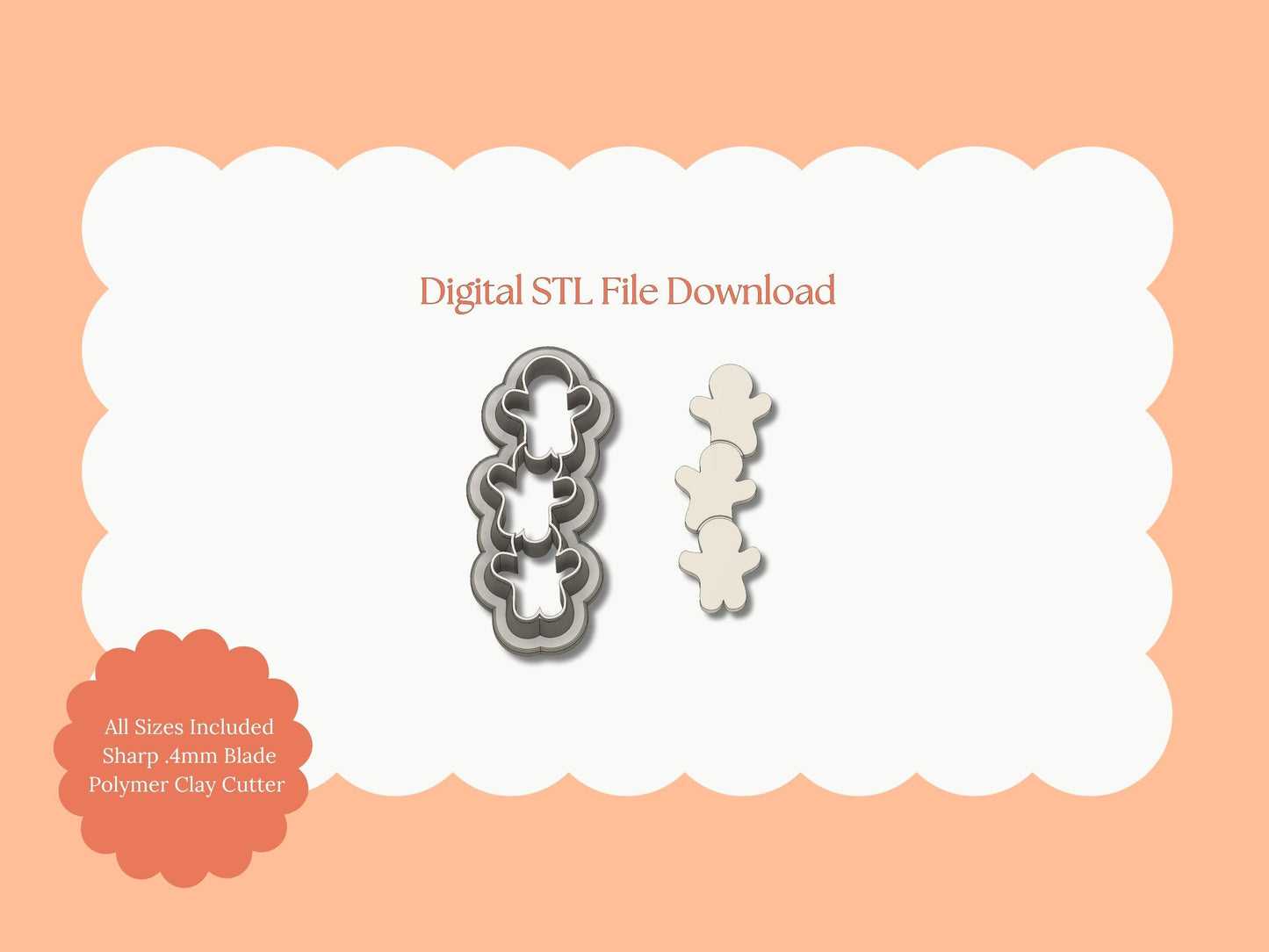 Gingerbread Men Chain Clay Cutter | Gingerbread Chain STL File – Digital Cookie-Themed Cutter for Holiday Earrings & Festive Crafts