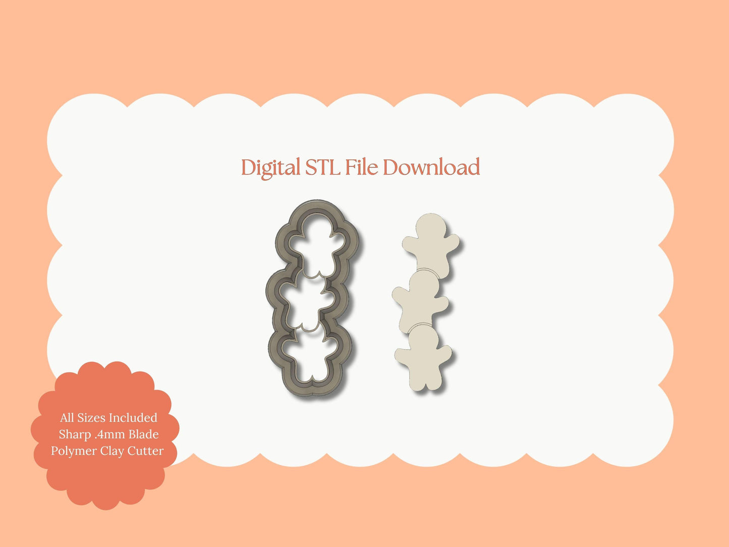 Gingerbread Men Chain Clay Cutter | Gingerbread Chain STL File – Digital Cookie-Themed Cutter for Holiday Earrings & Festive Crafts