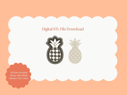 Pineapple Clay Cutter | Pineapple STL File – Digital Tropical Cutter for Summer Earrings and Fruit-Themed Clay Crafts