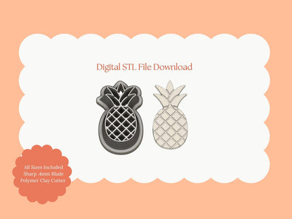 Pineapple Clay Cutter | Pineapple STL File – Digital Tropical Cutter for Summer Earrings and Fruit-Themed Clay Crafts