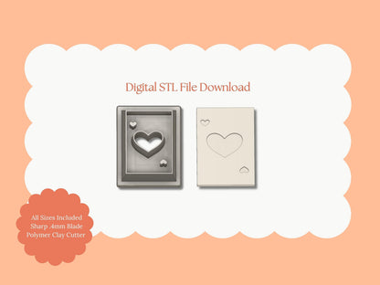 Heart Playing Card Cutter | Playing Card STL File – Digital Valentine Cutter for Casino Earrings and Poker-Themed Crafts