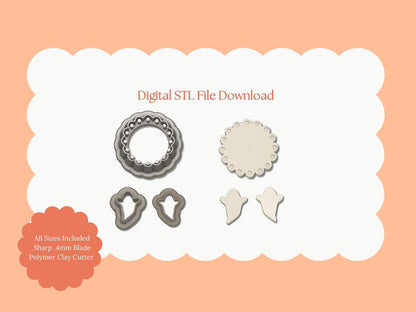 Ghost Danish Cookie | Ghost Cookie STL File – Digital Halloween Cutter for Cute Cookie Earrings & Spooky DIY Crafts