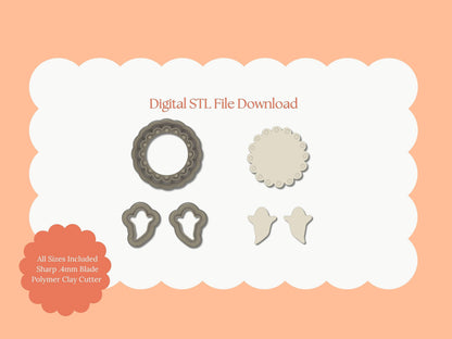 Ghost Danish Cookie | Ghost Cookie STL File – Digital Halloween Cutter for Cute Cookie Earrings & Spooky DIY Crafts