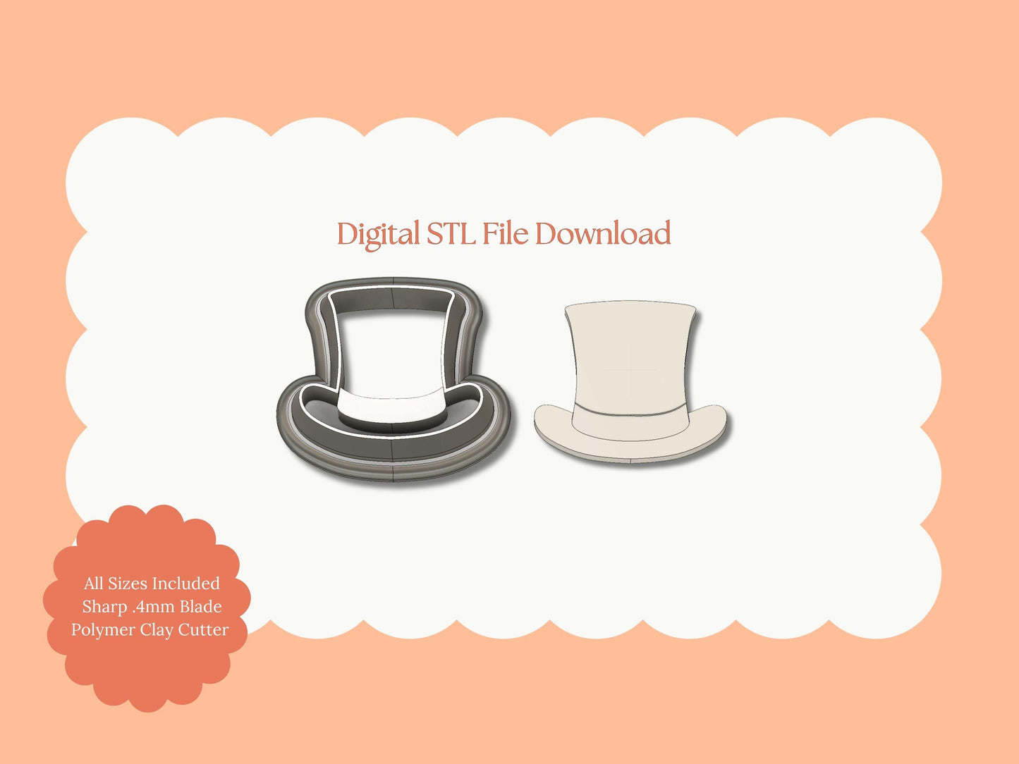 Christmas Carol Top Hat Clay Cutter | Scrooge Hat STL File – Digital Dickens-Themed Cutter for Holiday Earrings and Festive Crafts