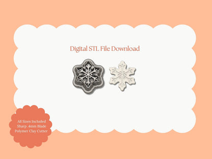 Snowflake No. 4 Clay Cutter | Snowflake No. 4 STL File – Digital Festive Cutter for Christmas Earrings and Winter Clay Crafts