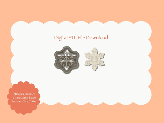 Snowflake No. 4 Clay Cutter | Snowflake No. 4 STL File – Digital Festive Cutter for Christmas Earrings and Winter Clay Crafts