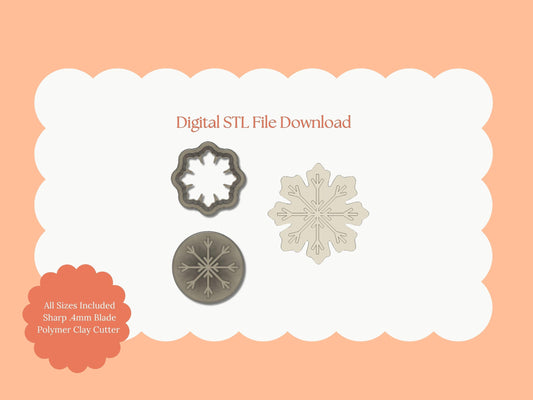 Snowflake No. 9 Clay Cutter | Snowflake No. 9 STL File – Digital Christmas Cutter for Winter Earrings and Holiday Projects