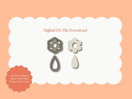 Snowflake No. 7 Dangle Clay Cutter | Snowflake No. 7 STL File – Digital Dangle Cutter for Elegant Winter Earrings and Holiday Crafts