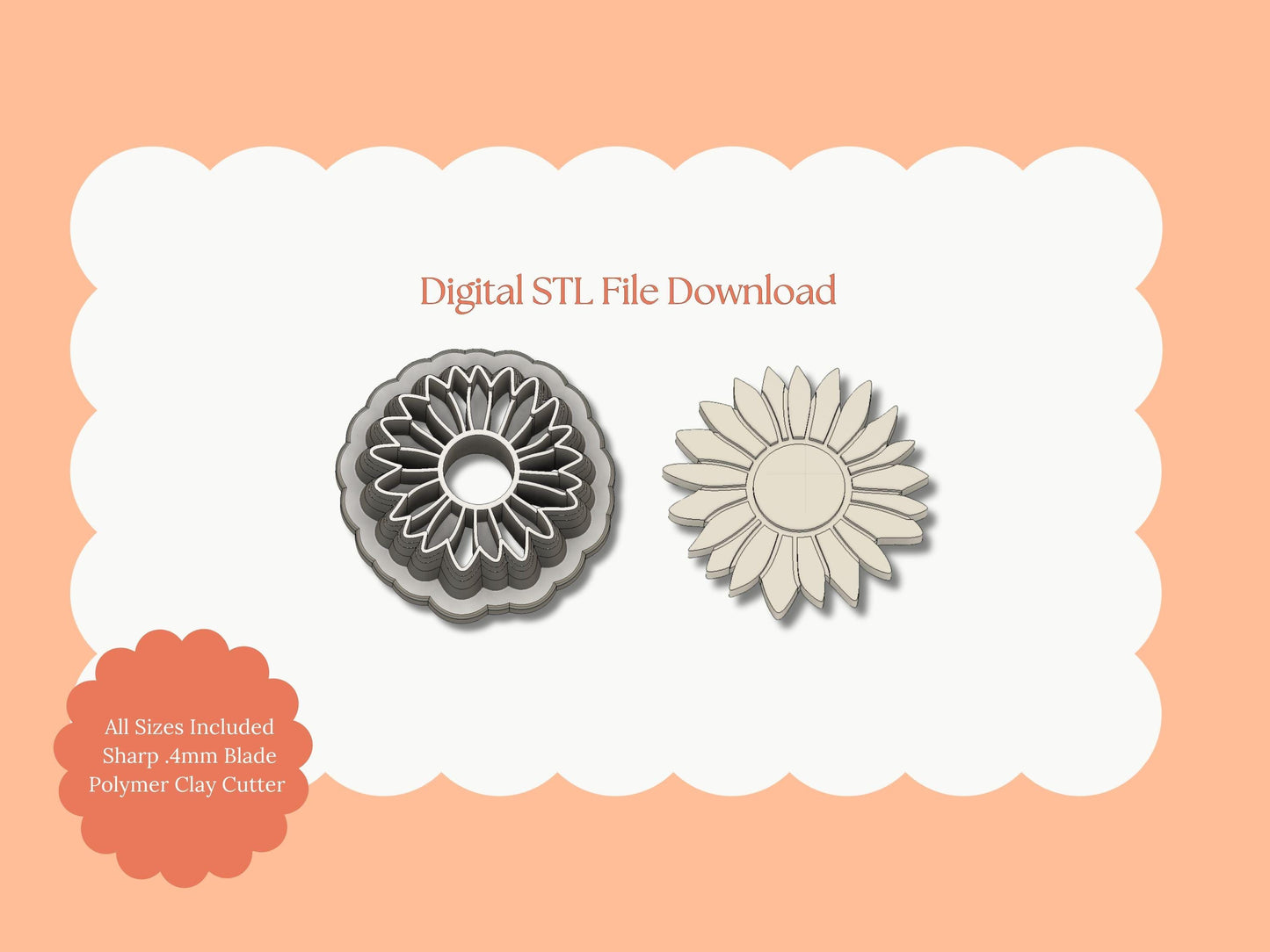 Sunflower No. 3 Clay Cutter | Sunflower STL File – Digital Floral Cutter for Garden Earrings and Botanical Crafts