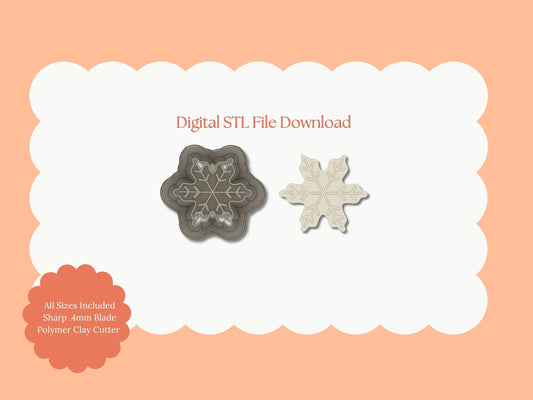 Snowflake No. 3 Clay Cutter | Snowflake No. 3 STL File – Digital Winter Cutter for Festive Earrings and Holiday-Themed Crafts