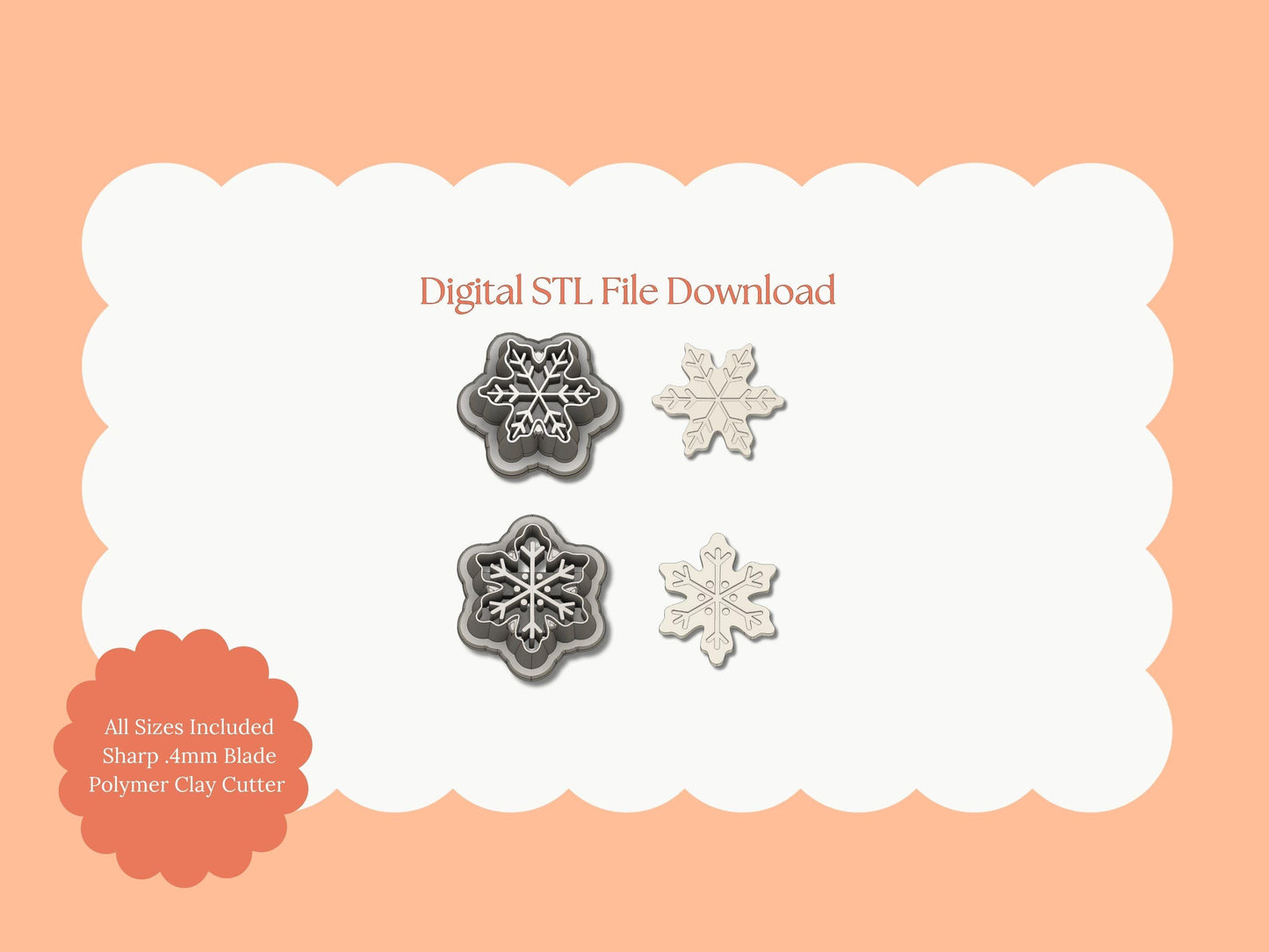 Snowflake Set No. 2 Clay Cutter | Snowflake Set No. 2 STL File – Digital Cutter for Christmas Earrings and Winter Crafts