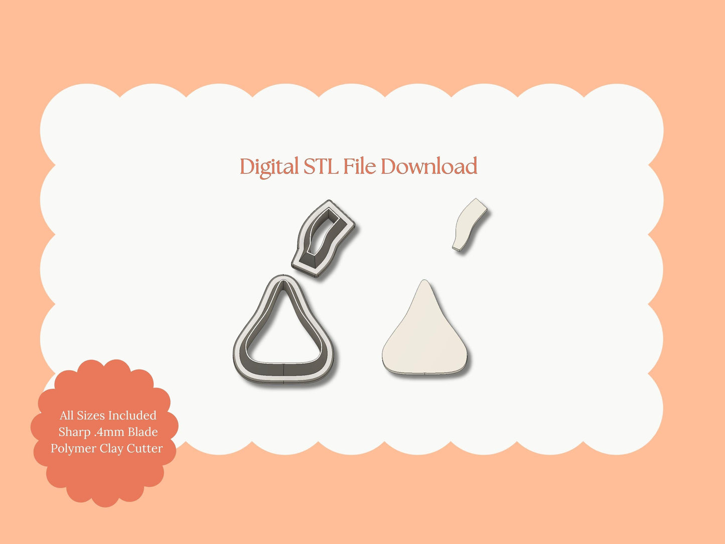 Hershey Kiss Clay Cutter | Hershey Kiss STL File – Digital Candy Cutter for Sweet Earrings and Valentine Crafts