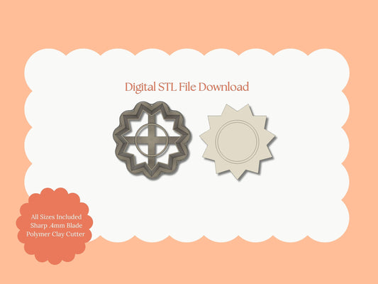Sun No. 3 Clay Cutter | Sun STL File – Digital Celestial Cutter for Summer Earrings and Sunshine Clay Projects