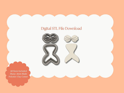 Mermaid Two Part Clay Cutter | Mermaid STL File – Digital Ocean Cutter for Magical Earrings and Sea-Themed Crafts