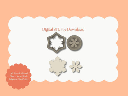 Snowflake No. 8 Clay Cutter | Snowflake No. 8 STL File – Digital Snow-Themed Cutter for Christmas Earrings and Holiday Crafts
