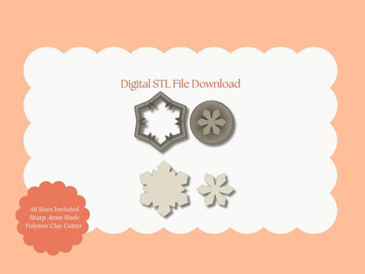 Snowflake No. 8 Clay Cutter | Snowflake No. 8 STL File – Digital Snow-Themed Cutter for Christmas Earrings and Holiday Crafts