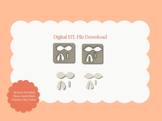 Coquette Ribbon Set of Two Clay Cutter | Coquette Ribbon Set STL File – Digital Fashion Cutter Set for Chic Earrings & Elegant Clay Crafts