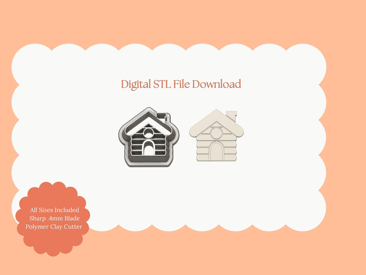 Log Cabin Clay Cutter | Log Cabin STL File – Rustic Digital Clay Cutter for Winter Earrings and Cottage Accessories