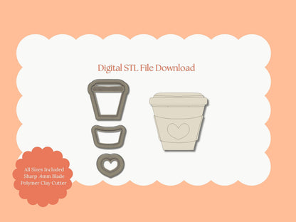 To Go Coffee Cup No. 4 Clay Cutter | Cafe Cup STL File – Digital Coffee Cutter for DIY Beverage Earrings and Barista Crafts